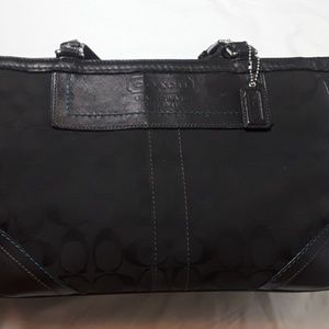 Womens Black Coach purse leather and fabric